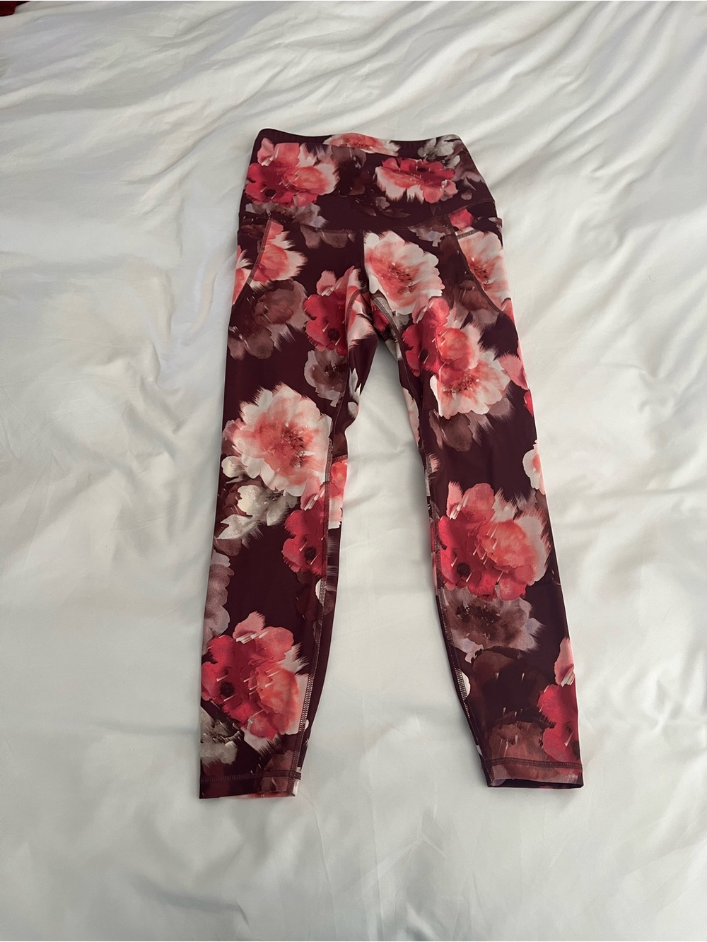 Floral Burgundy Maternity Leggings